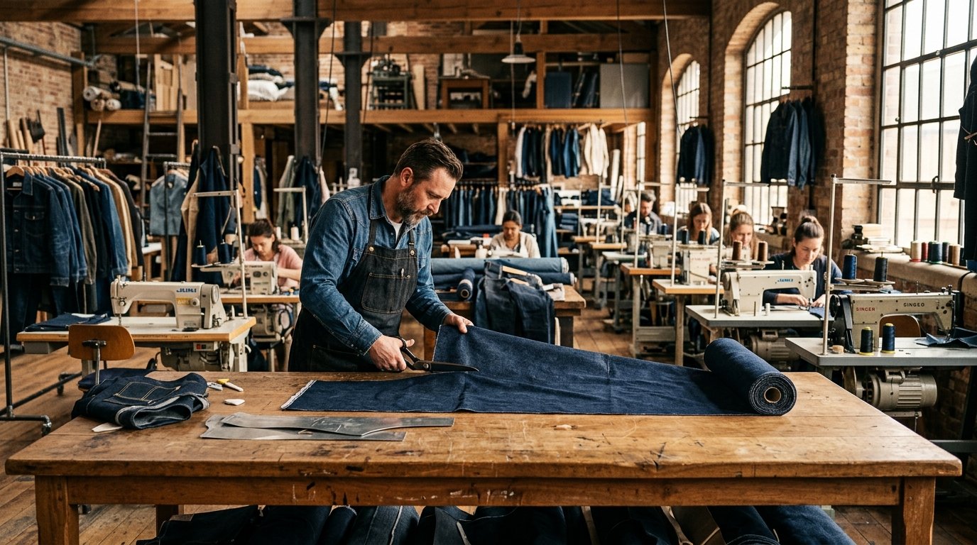 Artisanal denim and apparel craftsmanship at Reiga Industry atelier